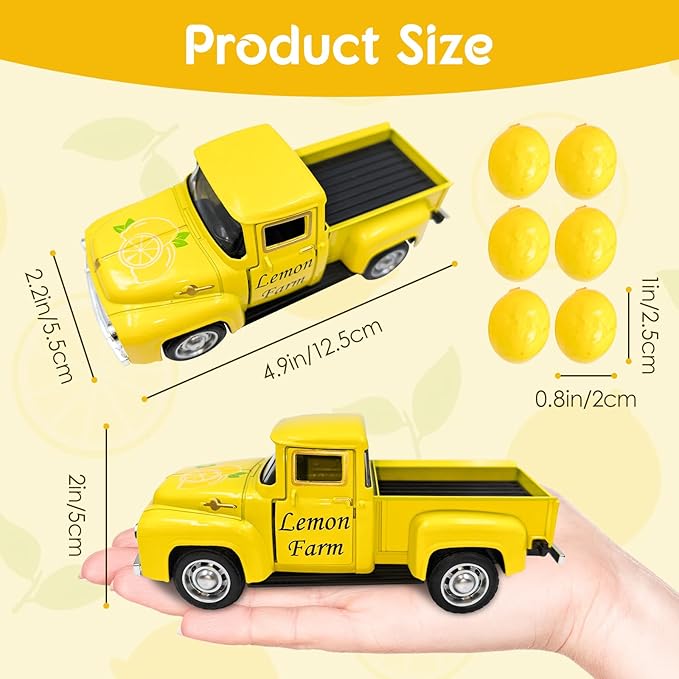 Lemon Truck Decor with Mini Fake Lemons Lemon Decorations for Home Kitchen Farmhouse Tabletop Centerpiece Summer Tiered Tray Decor Lemonade Stand Decorations Amalfi Coast Party Favor, Yellow