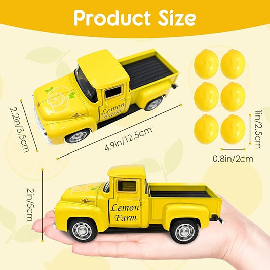 Lemon Truck Decor with Mini Fake Lemons Lemon Decorations for Home Kitchen Farmhouse Tabletop Centerpiece Summer Tiered Tray Decor Lemonade Stand Decorations Amalfi Coast Party Favor, Yellow