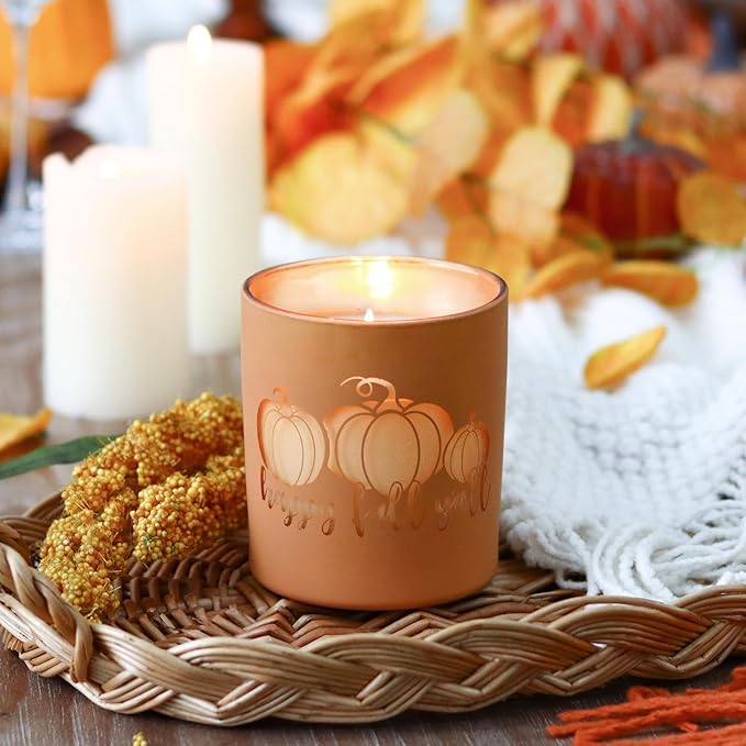Pumpkin Candle 11oz - Fall Scented Candle with Pumpkin Design, Ideal for Fall Thanksgiving Table Decor, Thanksgiving Gifts