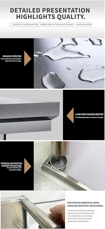 Stainless Steel Table Prep & Work Table 20x 32Inches NSF Heavy Duty Commercial with Undershelf and Backsplash for Restaurant Kitchen Home and Hotel