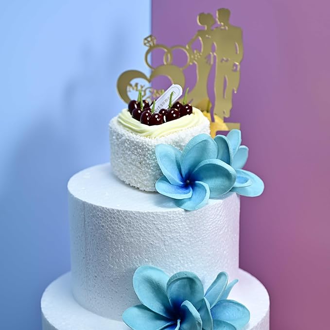 Birthday Gifts for Women 10pcs Gradient Turquoise Flowers PU Real Touch Flowers Hawaiian Plumeria Frangipani Artificial Flowers for DIY Birthday Gifts Wedding Gifts Home Decor Table Centerpiece