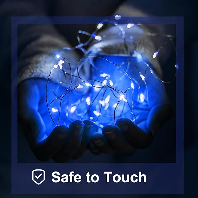 Blue Led Fairy Lights Battery Operated, 12 Pack LED Mini String Lights, 7FT 20LED Silver Wire Firefly Starry Moon Lights for DIY Fairy String Light for Gender Reveal Party Wedding Christmas Decor