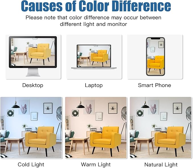 Giantex Upholstered Accent Chair Set of 2, Modern Mid Century Linen Fabric Living Room Chair with Arms, Max Load 265 Lbs, Comfy Tufted Single Sofa for Reading, Bedroom, Office, Club, Yellow