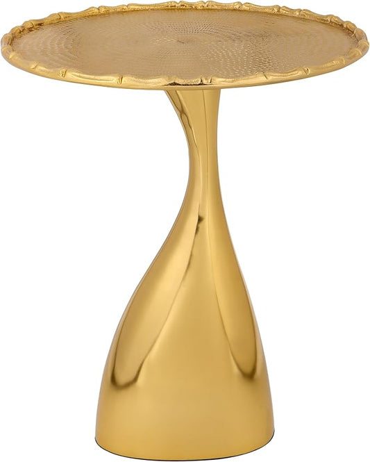 Round Metal Side Table, Coffee End Table for Small Spaces, Lightweight Accent Table for Living Room, Bedroom, Balcony - Easy Assembly,18 Inches (Gold) - APLHA Living Home