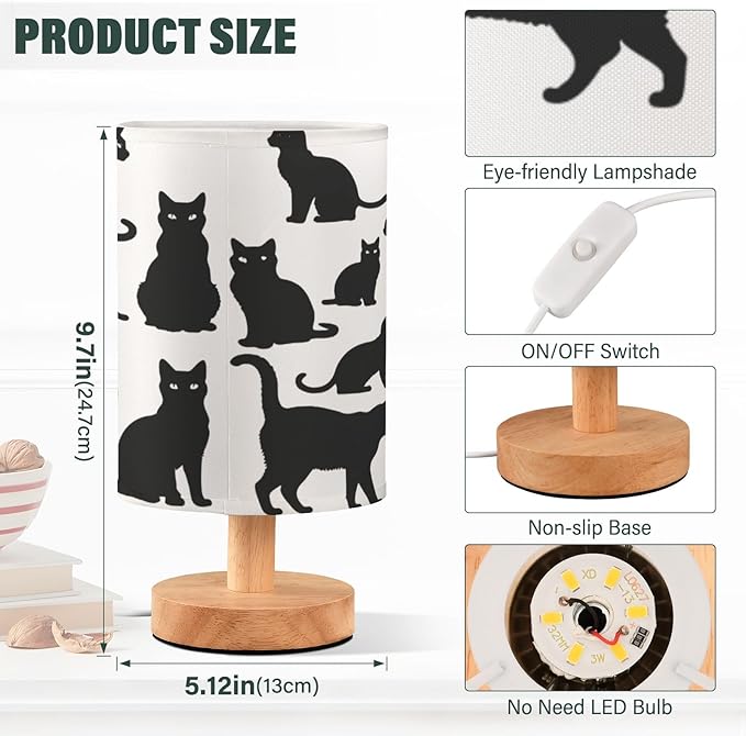 Bolaz Small Table Lamp for Bedroom Cats Table Lamp Nightstand Lamp for Livingroom Office Reading Working Table Desk