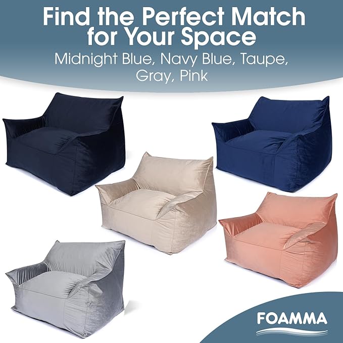Foamma Bean Bag Chair for Kids & Adults, Grey - Single Person Bean Bag Chair with Armrests, High-Density Foam, Cozy and Plush Reading Seat, Ideal for Bedroom and Relaxation