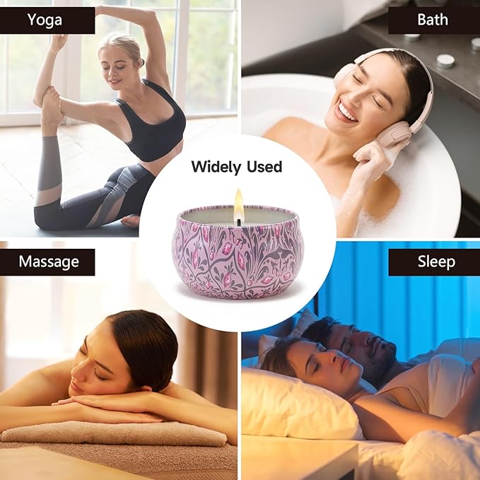 Candles Gifts for Women 3 Pack 2.5 oz Natural Floral Lavender Cherry and Rose Candles Set, Aromatherapy Candles for Home Scented, Portable Small Jar Candles Set for Travel, Spa, Bath, Yoga