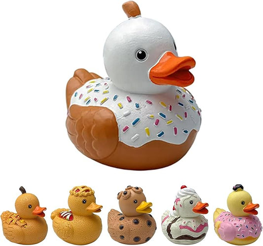 Whimsical Resin Shelf Sitter - 3 Inch Mini Decorative Sculpture for Office Desk Kitchen Living Room School - Creative Tabletop Ornament Gift with Exquisite Detailing (Donuts A)