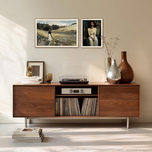 YUEYARIT Framed wall art, vintage wall decor, modern farmhouse style angel decor, canvas printed pictures, suitable for gifts, cottagecore bedroom, bathroom, living room, and office artwork.(12X16)Inch