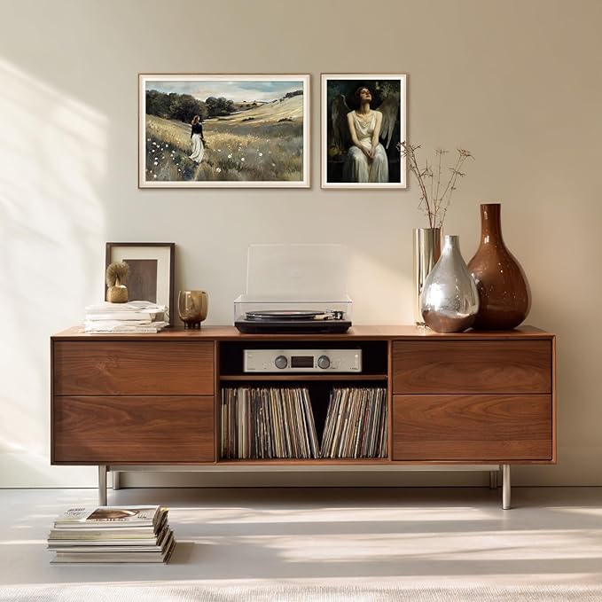 YUEYARIT framed wall art, vintage wall decor, modern farmhouse style decor, canvas printed pictures, suitable for gifts, cottagecore bedroom, bathroom, living room, and office artwork.(12X16) Inch