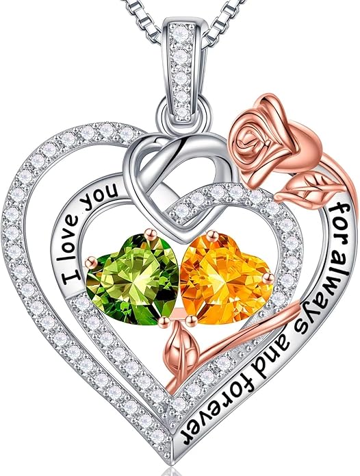 Iefil Christmas Gifts for Wife Women - 925 Sterling Silver Double Birthstone Necklace, Anniversary Birthday Gifts for Women, Jewelry Gift for Wife Girlfriend Mom Her