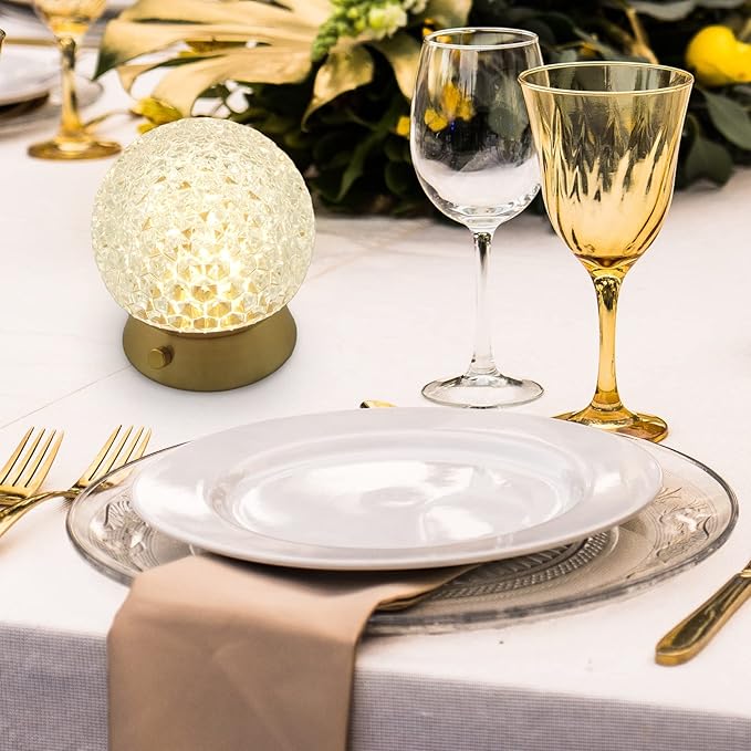 Cordless Table Lamp, Rechargeable Battery Operated Lamp, 3 Color Modes & Stepless Dimmable LED Touch Lamps, Portable Crystal Gold Metal Small Decorative Cute Light for Kids Room, Bedroom