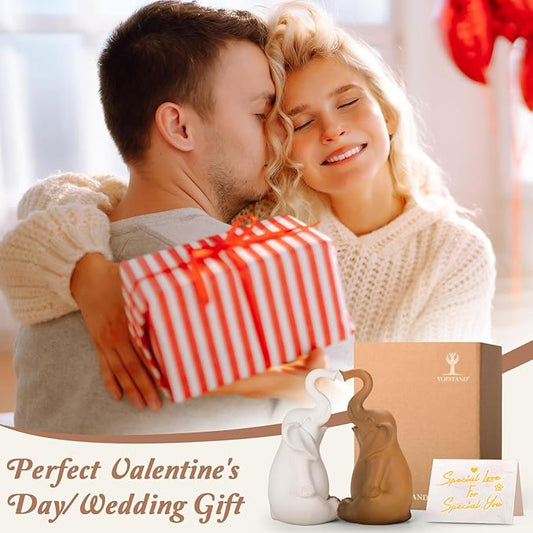 Loving Pair of Elephants, Handcrafted Resin Home Decor Statue Figurine Set, Lucky Gift for Women,Mon,Family, Couples & Elephant Lovers