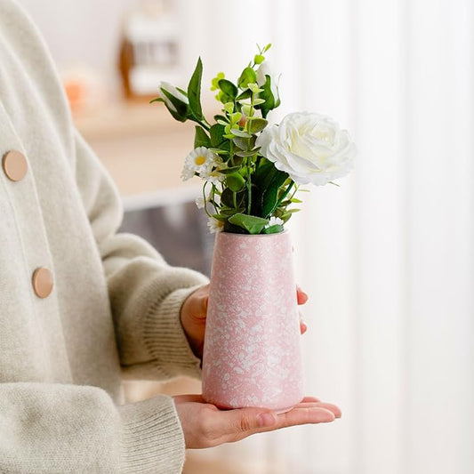 Pink Vase - 6" Pink Ceramic vase for Flower, Cute Modern Vases for Home Decor, Minimalist vases for Centerpieces, Living Room,Bedroom or Gift (Snowflake Pink, Small)