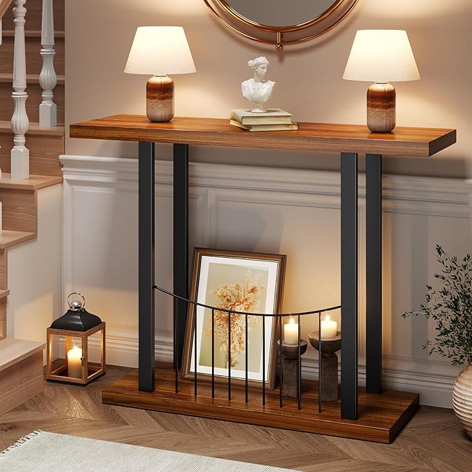 39.4 Inch Console Table, Industrial Entryway Table Sofa Tables Behind The Couch for Entrance Hallway Living Room