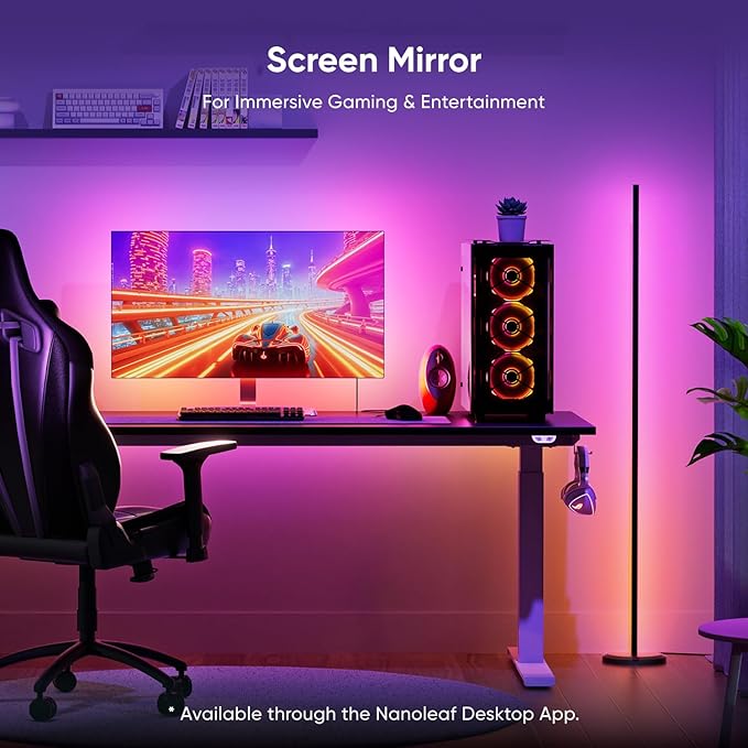 Nanoleaf Matter Smart Floor Lamp, LED Standing Lamps Work with Alexa, Music Sync Corner Lamp,16 Million Colors, 1700lm RGBTW Floor Lamp with Voice Control for Living Room, Ambient Lighting, White