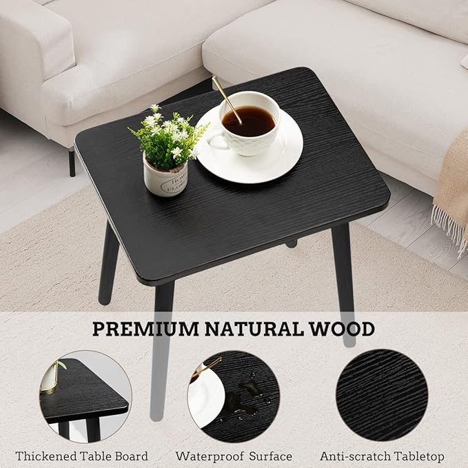 FORAOFUR Black End Tables Set of 2, Modern Boho End Table for Living Room Bedroom, Small Side Table for Small Spaces with Stable Structure, Easy Assembly