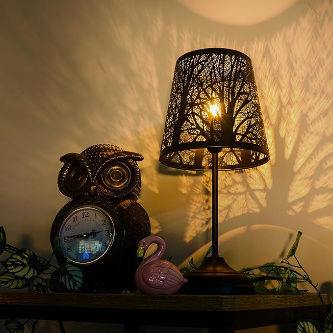 Timeflies 2 Pack Table Lamp with Dimmer, 3 Levels Dimmable Touch Lamps for nightstand, Touch Switch Shadow Black Table Lamp for nightstand Bedroom Living Room desks Halloween Room Decor