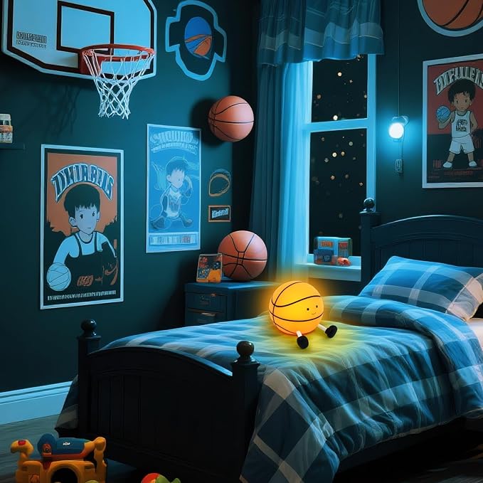 QANYI Sport Fans Basketball Lamp, LED Sports Light Rechargeable for Boys Room Bedroom Decor, Light Up Basketball Decoration Christmas Gift Ideas for Girls Children Teens Kids 8-12 Boys