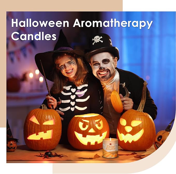 36oz Scented Fall Candles Set, 4Pack Aromatherapy Soy Wax Candles House Warming Halloween Birthday Gifts, Birthday Halloween Chirstmas Candles for Women Men 9oz Apple/Wreath/Cinnamon/Pumpkin Candle