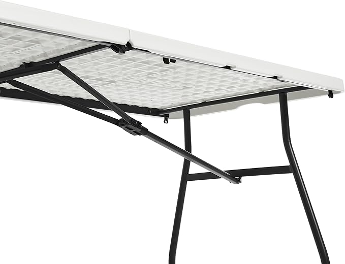 Amazon Basics Heavy Duty Portable Folding Table 6 ft with Carrying Handle, Indoor & Outdoor, White