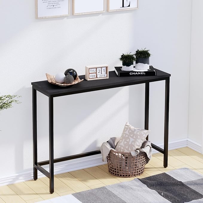 39.4” Console Table, Hallway Entrance Table Sofa Table Behind Couch, for Living Room, Entryway, Easy Assembly, Accent Table, Black