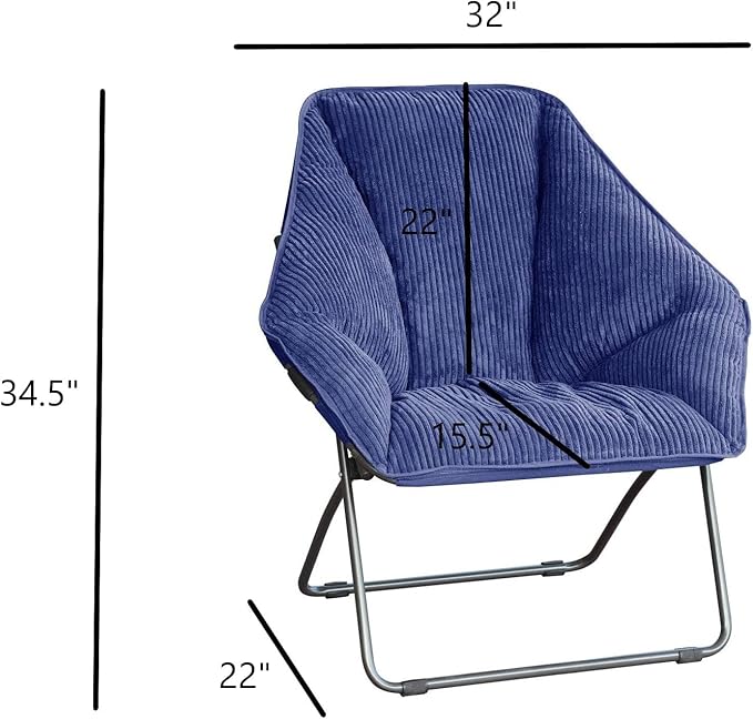 Zenithen Limited Portable Hexagon Comfortable Plush Indoor Folding Chairs for Bedroom, Accent Decoration, Dorm Room, Gaming, Reading or Living Room, Navy Blue (Pack of 1)