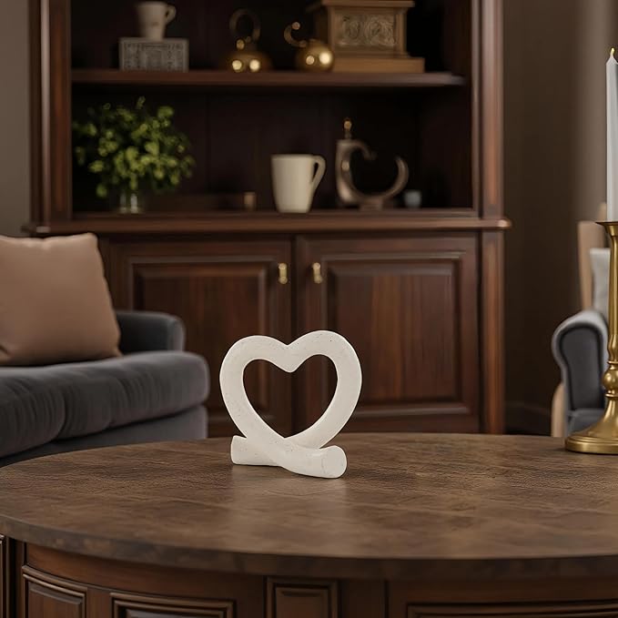 Heart Sculpture Home Decor - Love Line Modern Aesthetic Statue - Unique Ornaments Decorations for Living Room, Coffee Table, Bedroom, Shelf - Romantic Gifts for Lover