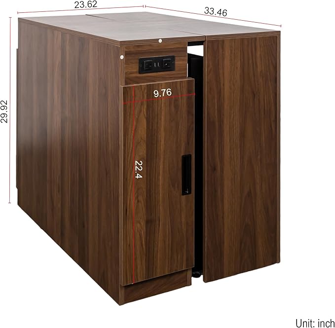 24"-118" Extendable Dining Table with Storage for 2-12 People, Modern Space-Saving Extra Long Wood Folding Table with USB & AC Outlets, Multifunctional Conference Meeting Desk, Walnut