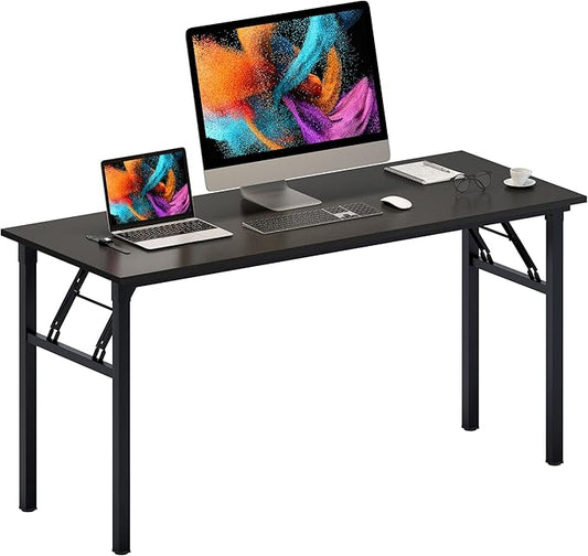 Need Home Office Desk - 60 Inches Large Computer Desk Sturdy Black Table Foldable Desk Gaming Computer Table No Assembly Required AC5CB 60 inch