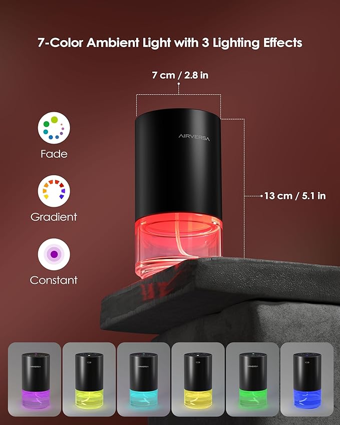 Airversa Essential Oil Diffuser Waterless Aromatherapy Diffusers for Home Large Room, Bedroom, Car, Office, Desk, Battery Operated, Small Diffuser for Pure Scent, 100mL Capacity, AN9 (Ice Blue)