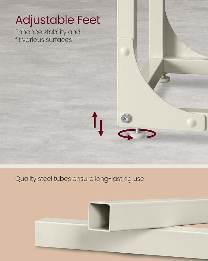 VASAGLE C-Shaped End Table, Small Side Table for Couch, Sofa Table with Metal Frame for Living Room, Bedroom, Bedside, Cream White