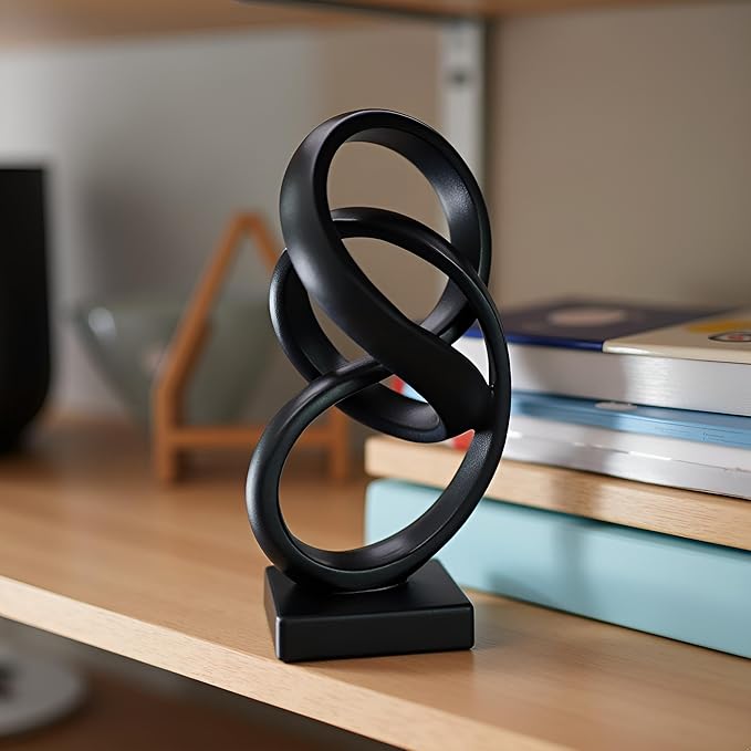 15" Modern Abstract Ribbon Decorative Sculpture, Knot Sculptures,Home Decor,Coffee Table Statues,Dining Living Room Desk Decor