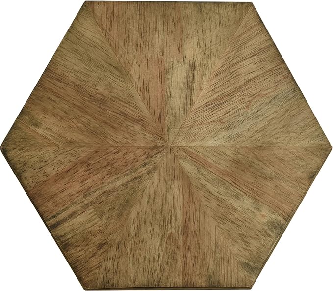 Round Side Table, Rustic Console Table, Gold Geometric End Tables Ideal for Couch Sofa Living Room or Bedroom Stand (Geometric Style)