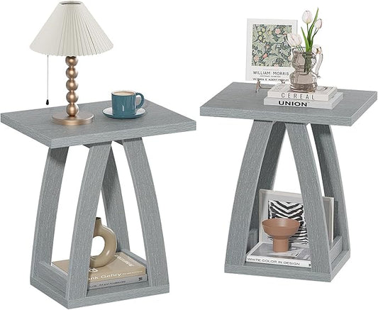 End Tables Living Room Set of 2. Side Tables Living Room. Side Table Beside Sofa. Modern End Table for Home. Slate Grey End Tables Set of 2