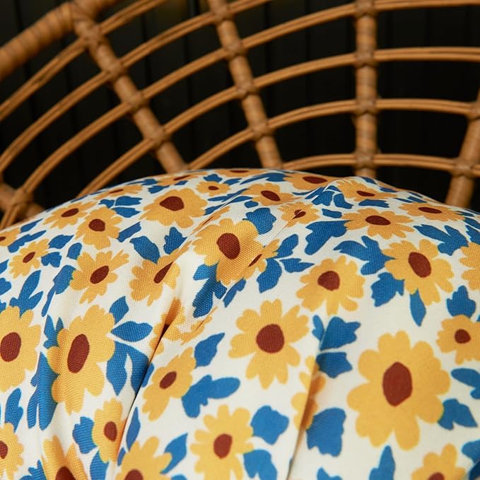 Sunflower Floral Outdoor Pillows Waterproof for Patio Furniture 18x18 Set of 2 Yellow Decorative Pillow Covers for Couch Porch Chair Bench Reversable Cottage Farmhouse Pillow Cases Gold