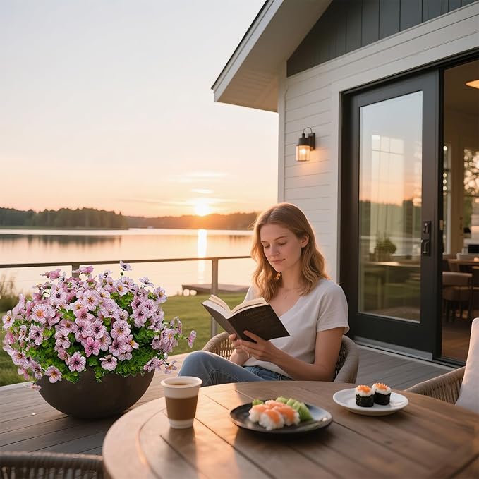 12 Bundles Artificial Flowers for Outdoor Indoor Fake Flowers uv Resistant Artificial Outdoor Flowers Fake Plants for Porch Garden Home Patio Decor(Pink)