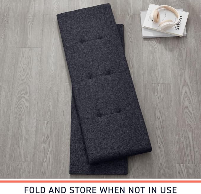 Ornavo Home 43 Inch Folding Storage Ottoman, Long Large Storage Ottoman Chest, Foot Rest Stool, Bedroom Bench - (Black)