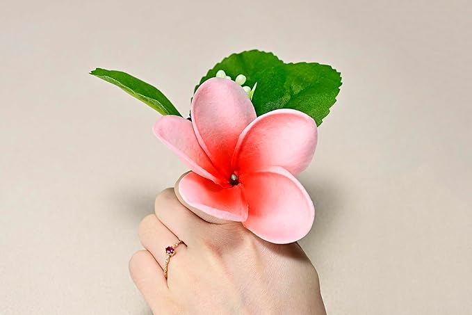 10pcs Gradient Grapefruit Pink Flowers PU Real Touch Flowers Hawaiian Plumeria Tropical Artificial Flowers for DIY Floral Gifts Wedding Home Office Table Decor Farmhouse Table Centerpiece Decorations