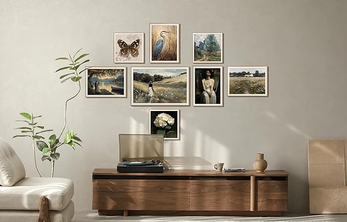 YUEYARIT Framed wall art, vintage wall decor, modern farmhouse style Retro hydrangea flowers decor, canvas printed pictures, suitable for gifts, cottagecore bedroom, bathroom, living room, and office artwork.