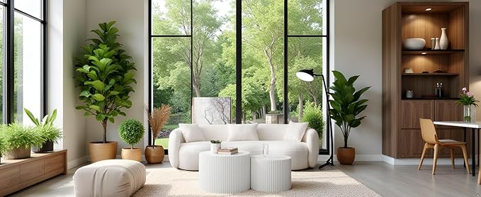 KEVINSPACE Round Coffee Table Set of 2 Nesting CoffeeTable Modern for Living Room, Round End TableSet, Wooden Circle Side Table No Need Assembly Accent Furniture for Bedroom Balcony Lounge White