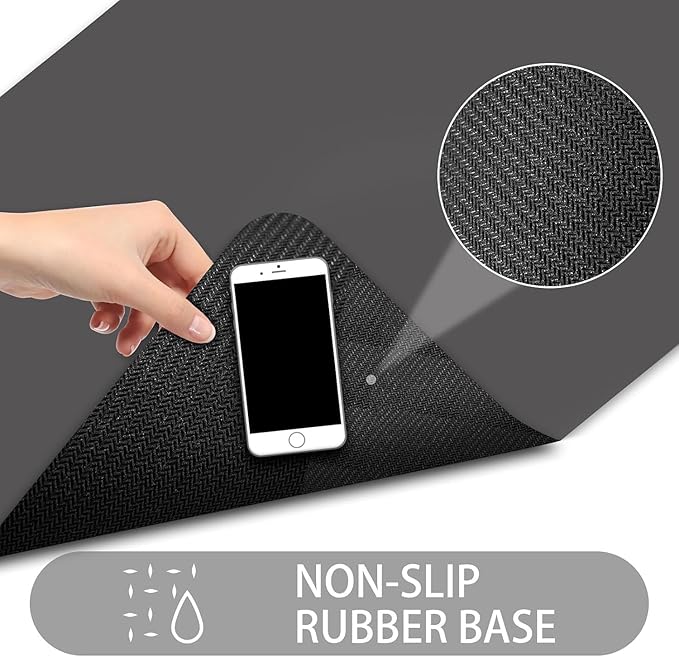 Ultra Thin Door Mat Indoor Entrance, 1/10 in Thin Door Mats for Inside Entry, Non-Slip Rubber Backing Washable Doormat, Fade Resistant, Absorbent, Low Profile Dirt Trapper, 47"X24",Grey