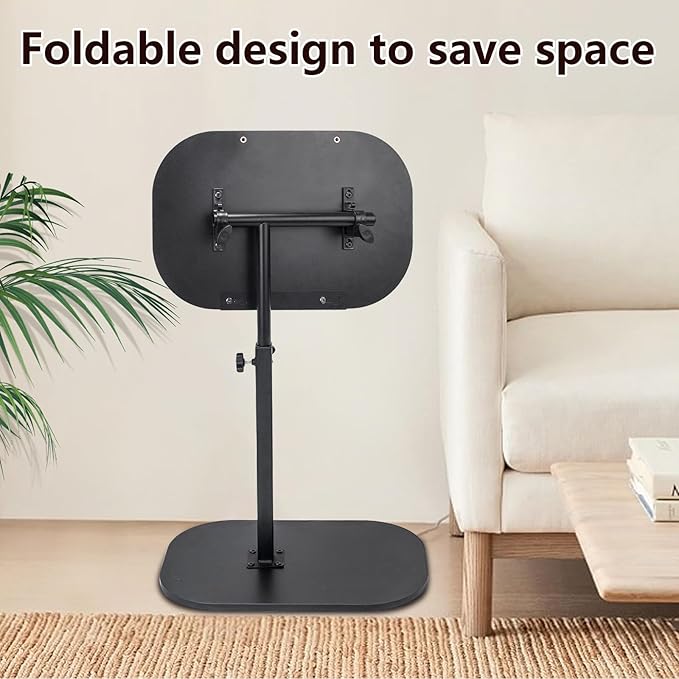 Side Table TV Tray for Couch,90° Tiltable Laptop Table Height Adjustable 360° Swivel C Shaped End Table for Small Spaces,Bedside Bathroom Living Room (Black)