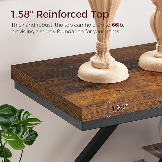 Entryway Table, Industrial Console Sofa Table with Storage, Narrow Accent Table for Living Room, Entry, Hallway, Entrance, Foyer, Rustic Brown CTHR28001