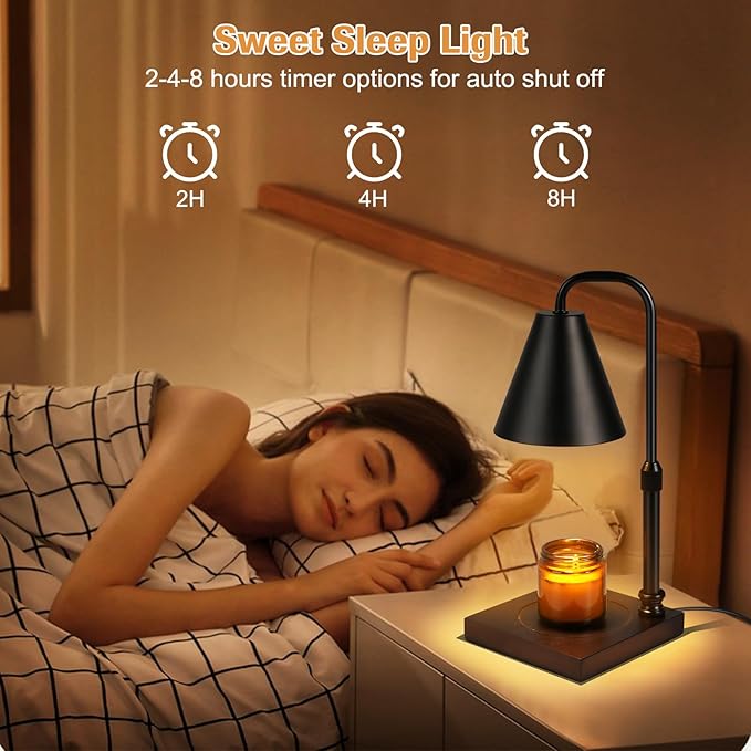 Candle Warmer Lamp with Dimmer, Adjustable Height Metal Candle Wax Warmer Warming Lamp 2/4/8H Timer for Scented Candles for Housewarming Bedroom Home Decor Mom Women Men Family