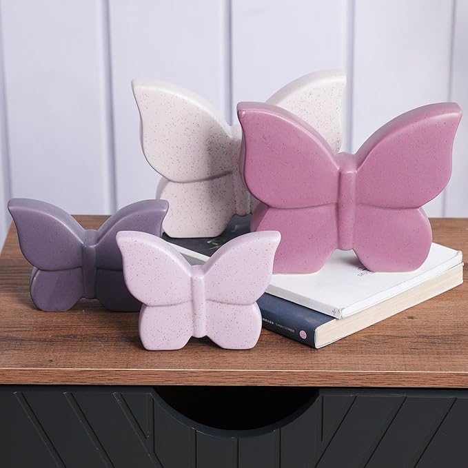 Butterfly Decor Statue Animal Figurine Gifts Modern Arts Ceramic Sculpture Cream 6.7 inch