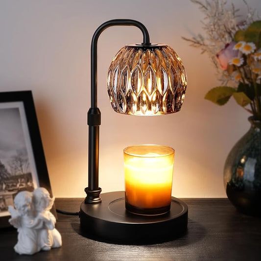 Candle Warmer Lamp with Timer Dimmer, Adjustable Height Candle Wax Warmer Warming Lamp with 2x50W Bulbs for Scented Candles for Housewarming Bedroom Home Decor Mom Women