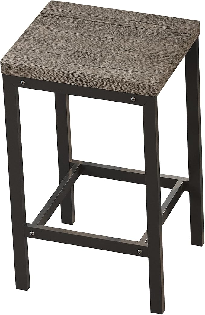 Merax 4-Piece Counter Height Extra Long Dining Table Set with 3 Stools and Footrest, Modern Design Kitchen Dining Table, Pub Table, Long Dining Table Set, Brown Gray