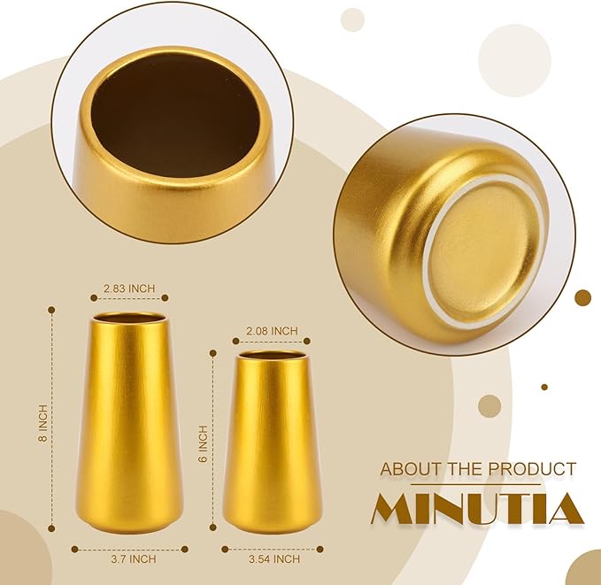 Gold Vase - 8" Gold Ceramic Flower vase for Home/Table/Accent Decor, Minimalist Modern Vases for Centerpieces, Room Decor, Living Room, Bedroom or Gift