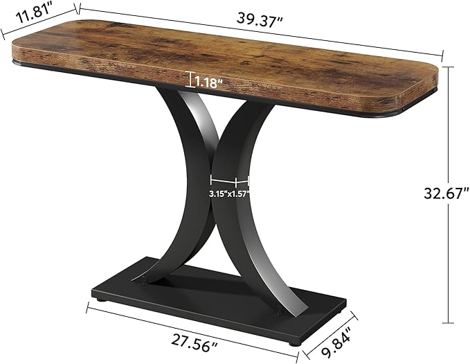 LITTLE TREE Industrial Entryway Console Table, Compact Foyer Hallway Accent Table for Small Space